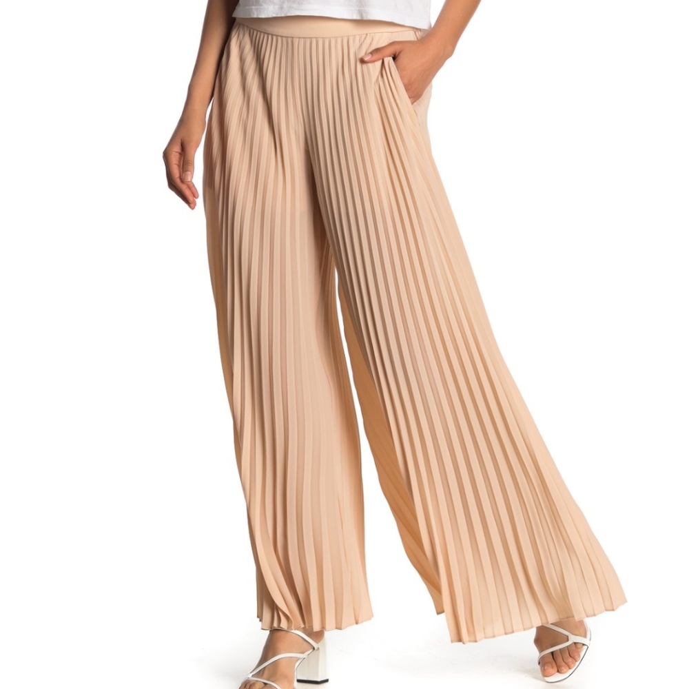 A.L.C.Donovan Pleated Wide-Leg Pants Size 4 in Cream Tan